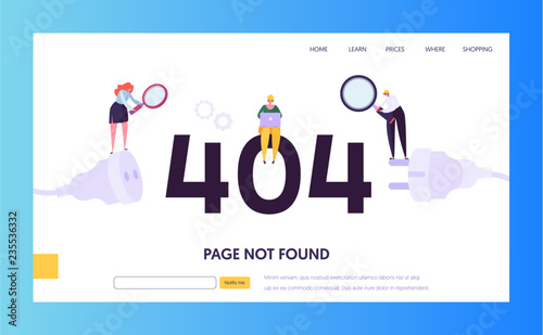 404 Maintenance Error Landing Page Template. Page Not Found Under Construction Concept with Characters Workers Fixing Internet Problem for Website. Vector illustration