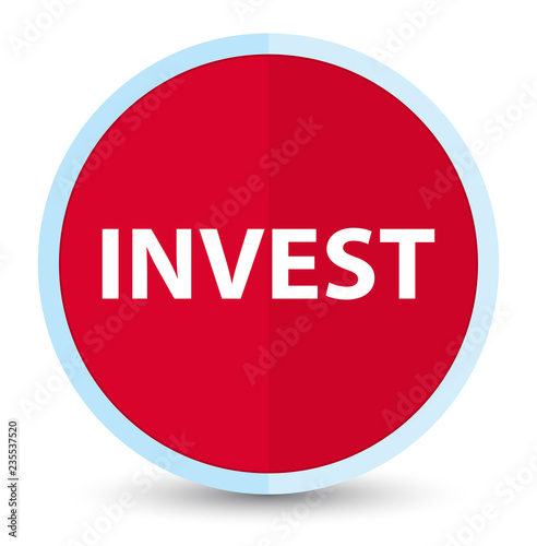 Invest flat prime red round button