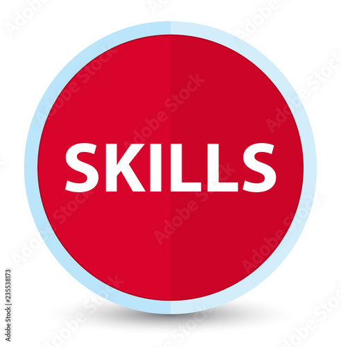 Skills flat prime red round button