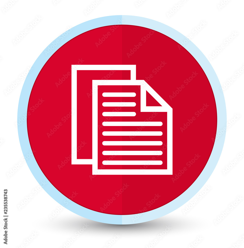 Document pages icon flat prime red round button