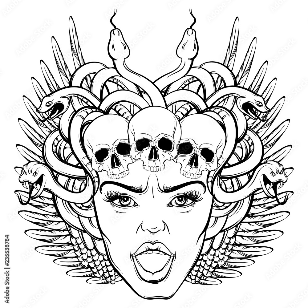 vector-hand-drawn-illustration-of-gorgon-with-skull-and-wings-in-hand-drawn-realistic-style