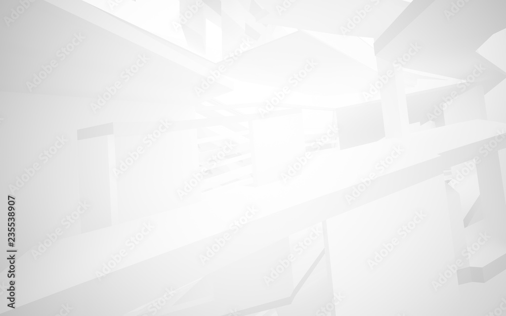 Fototapeta premium Abstract white interior highlights future. Architectural background. 3D illustration and rendering
