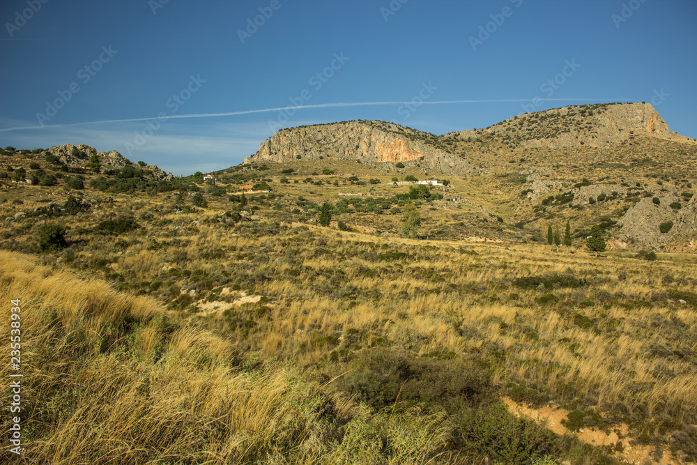 mountain ridge nature scenery landscape with big valley under in south highland Mediterranean district 