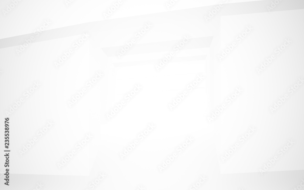 Abstract white interior highlights future. Architectural background. 3D illustration and rendering