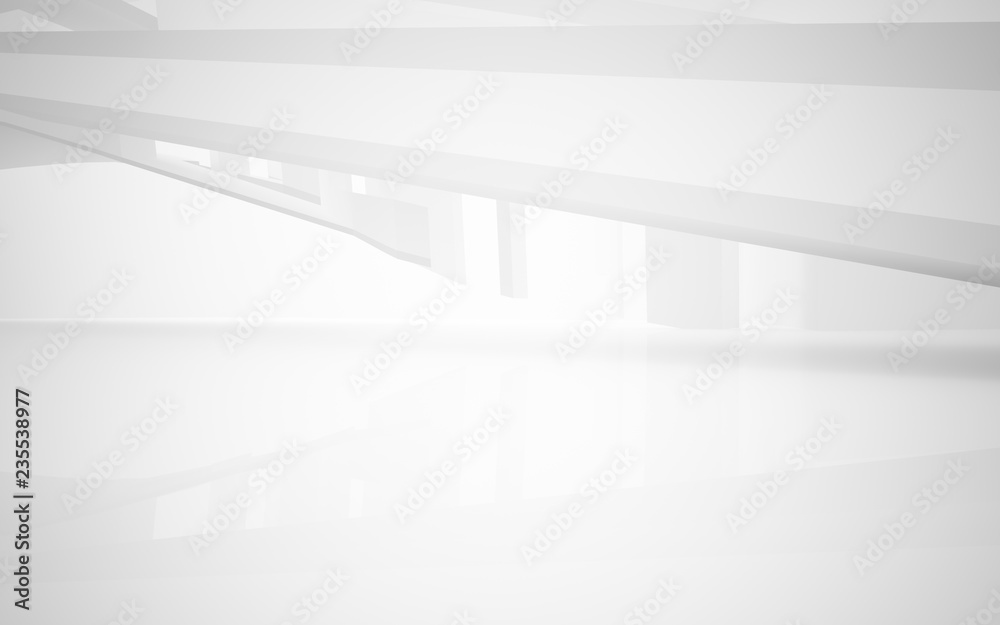 Abstract white interior highlights future. Architectural background. 3D illustration and rendering Abstract white interior highlights future. Architectural background. 3D illustration and rendering