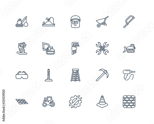 Birck Wall, Cone, Tools, Steamroller, Tiles, Hacksaw, Wrench, La