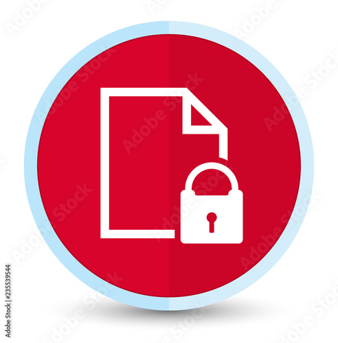 Secure document icon flat prime red round button