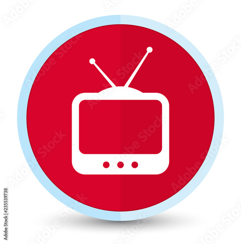 TV  icon flat prime red round button