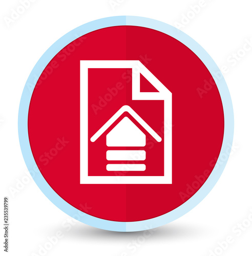 Upload document icon flat prime red round button