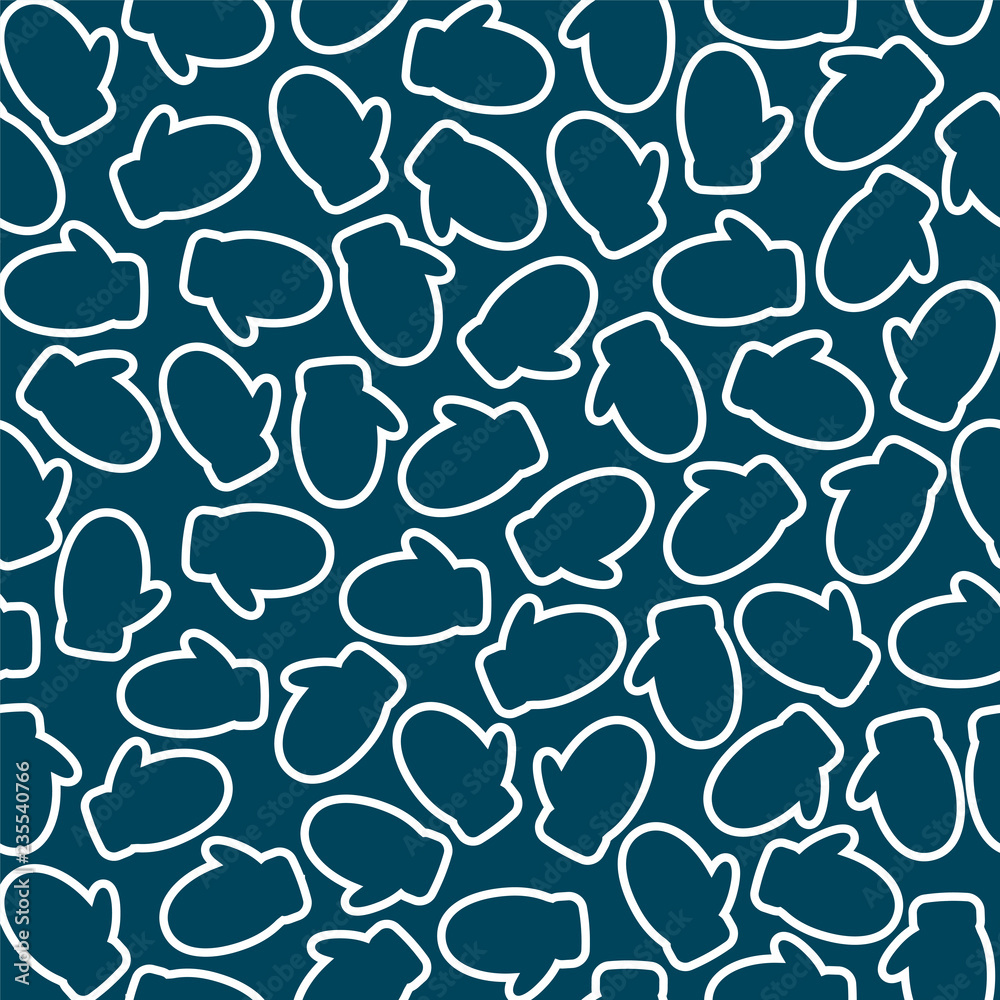 Fototapeta premium Seamless Christmas pattern with mittens. Vector illustration with varicolored christmas mitten on black background.