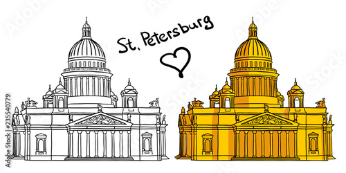 Saint Isaac's Cathedral in outline style
