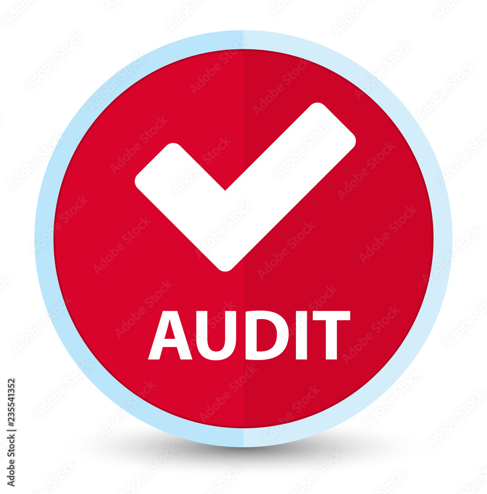 Audit (validate icon) flat prime red round button Audit (validate icon) flat prime red round button