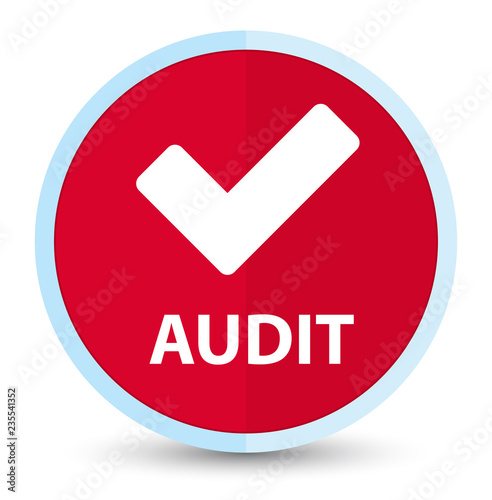 Audit (validate icon) flat prime red round button