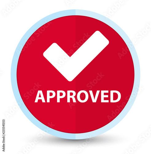 Approved (validate icon) flat prime red round button