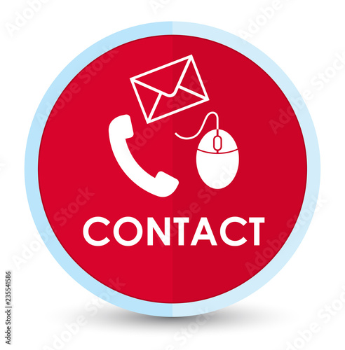 Contact (phone email and mouse icon) red flat prime round button
