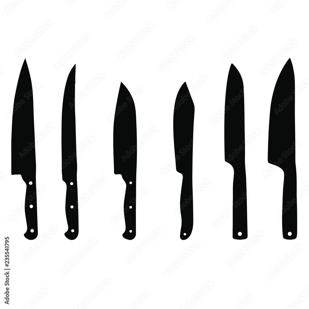 Vector illustration meat cutting knives set. Set of butcher meat knives for butcher shop and design butcher themes. Vector illustration meat cutting knives set. Set of butcher meat knives for butcher shop and design butcher themes.