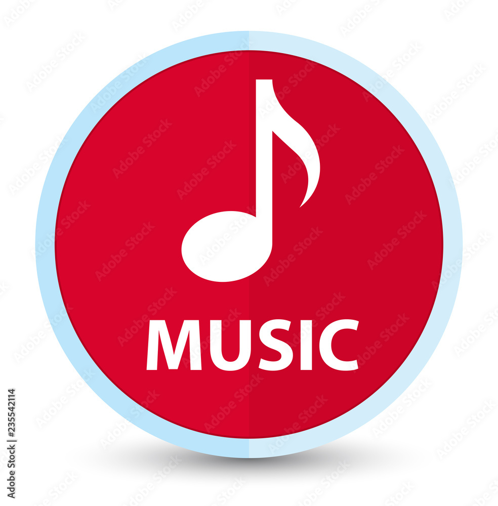 Music flat prime red round button Music flat prime red round button