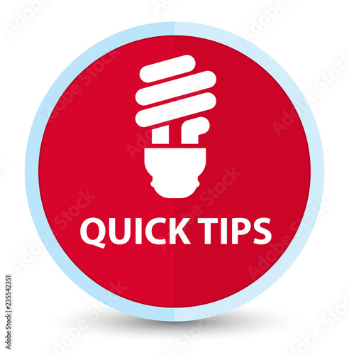Quick tips (bulb icon) flat prime red round button