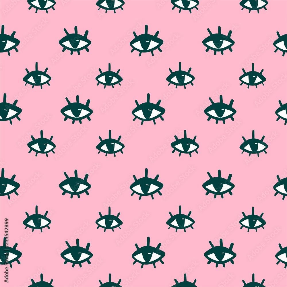 Seamless pattern with hand drawing eyes. Pattern for printing on ...