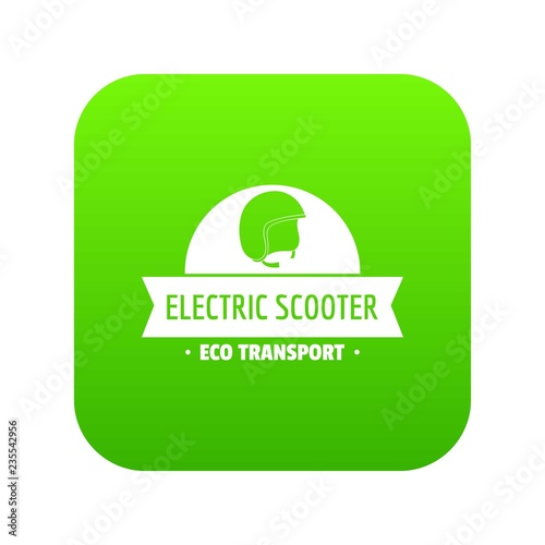 Helmet gyro scooter icon green vector isolated on white background