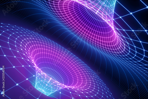 3d render, abstract background, funnel grid, ultraviolet spectrum, gravity, matter, space, wormhole, cosmic wallpaper photo