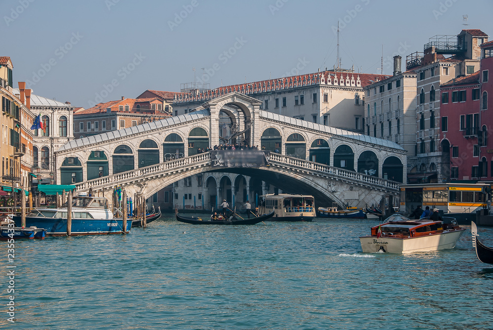 Italy. Rialto Bridge in the city of Venice
