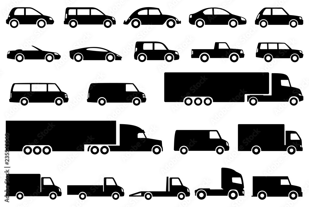 Different cars icons. Vector