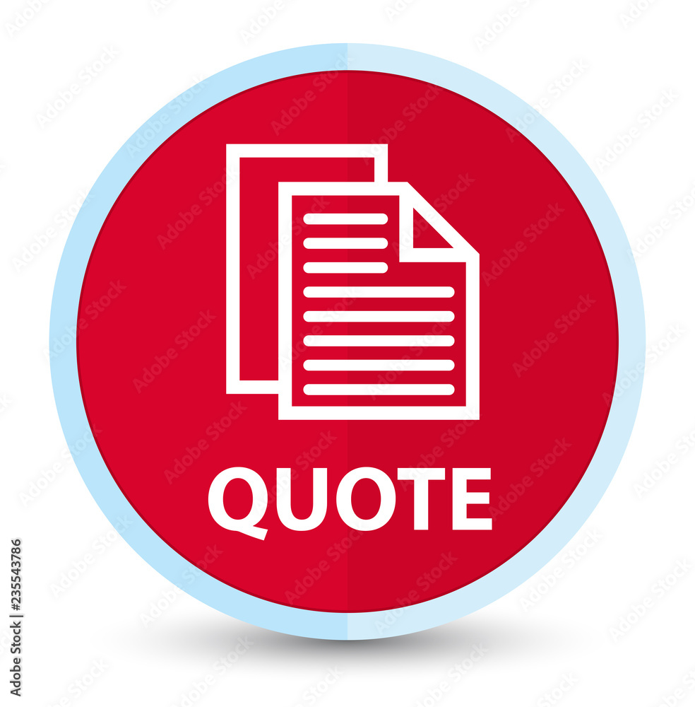 Quote (document pages icon) flat prime red round button Quote (document pages icon) flat prime red round button