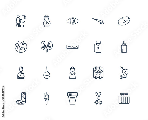 Blood test, Surgery, Urine, Intravenous, Plaster, Drugs, Desinfe
