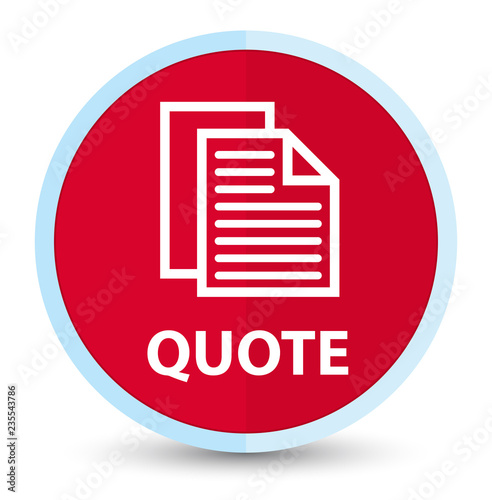 Quote (document pages icon) flat prime red round button