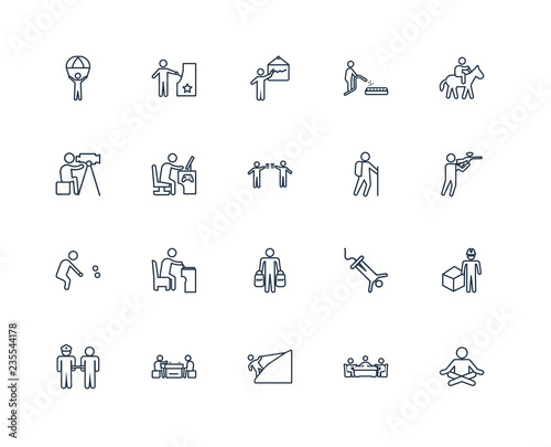 Meditating, Mahjong, Rappelling, Checkers, Arrest, Horse riding,