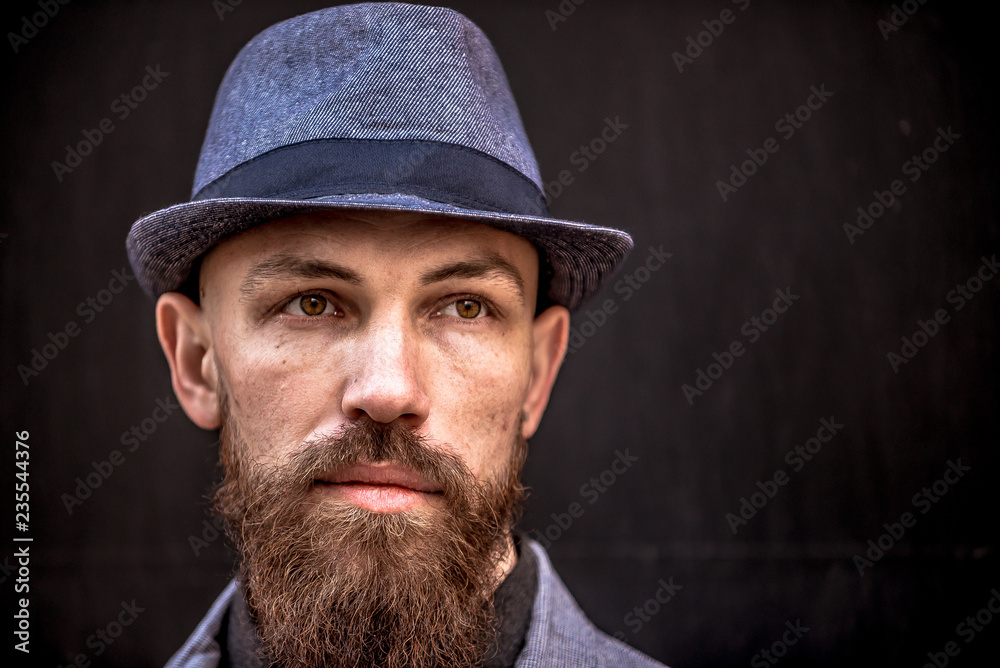 fashion man with a beard in a hat fashion man with a beard in a hat