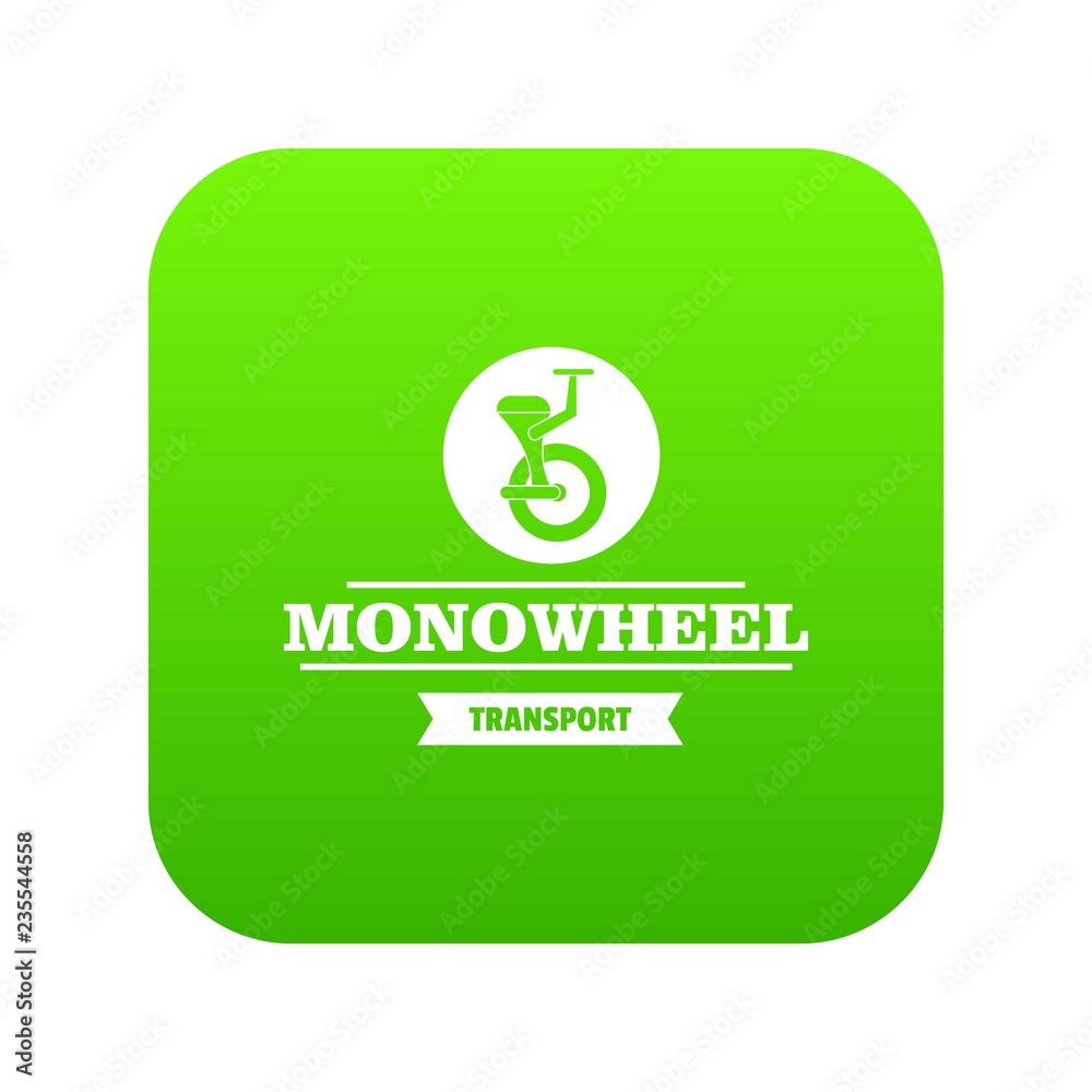 Urban mono wheel icon green vector isolated on white background Urban mono wheel icon green vector isolated on white background
