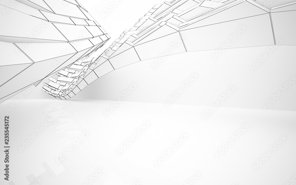 Abstract white interior highlights future. Polygon drawing. Architectural background. 3D illustration and rendering Abstract white interior highlights future. Polygon drawing. Architectural background. 3D illustration and rendering