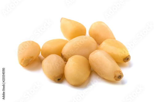 Cedar Pine nuts on a white background