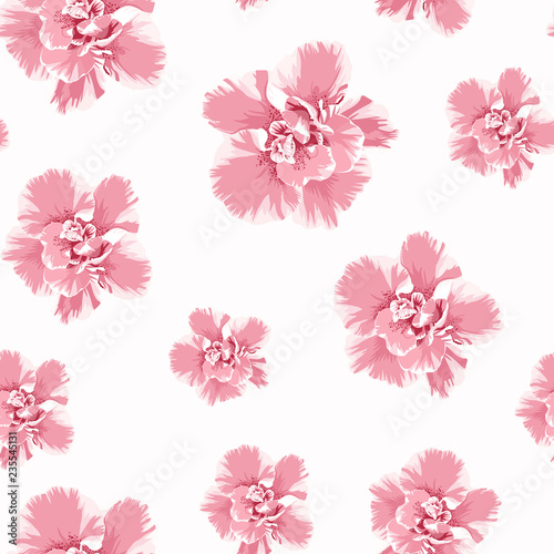 Pink camelia peony flowers seamless pattern. Tree bloom blossom. Feminine girlish style mood. Vector design illustration.