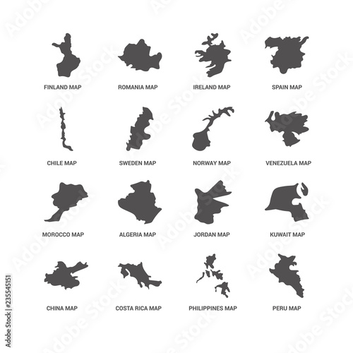 Peru map, Sweden Finland Romania Kuwait Jordan Algeria Philippin