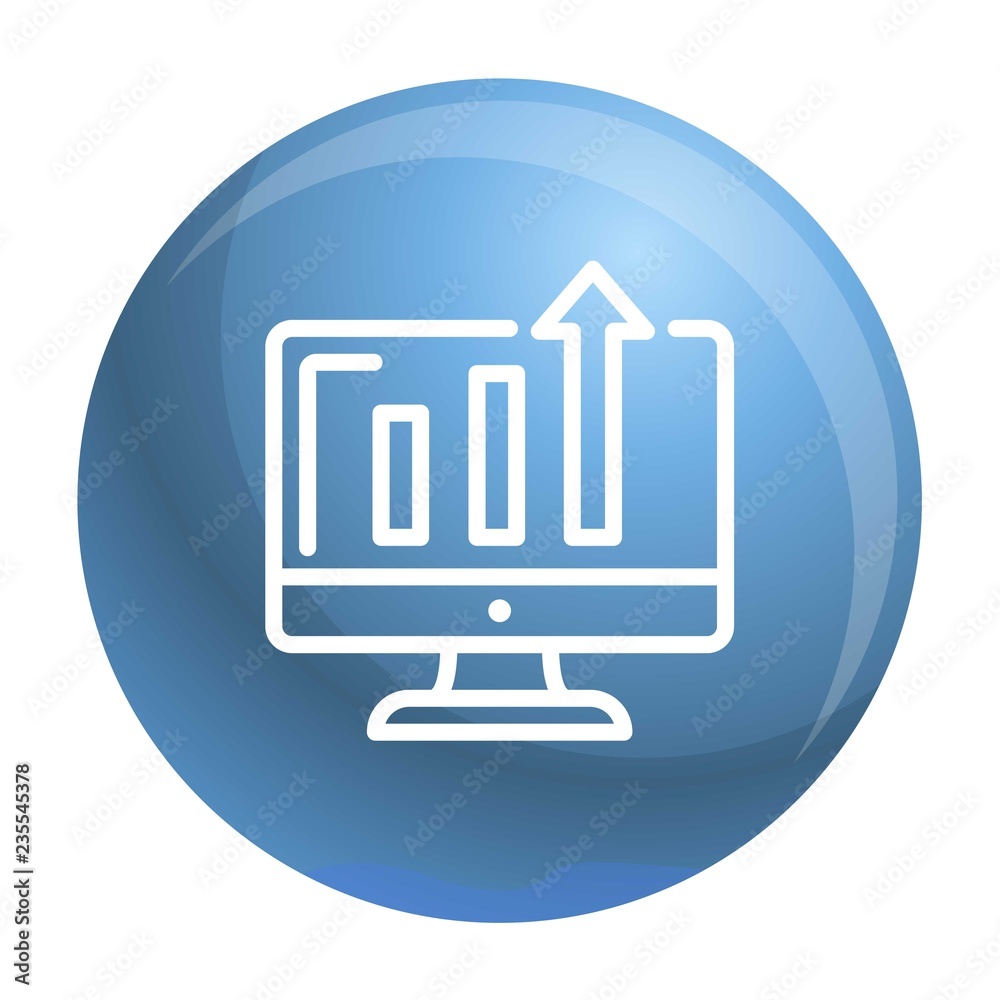 Diagram on monitor icon. Outline diagram on monitor vector icon for web design isolated on white background Diagram on monitor icon. Outline diagram on monitor vector icon for web design isolated on white background