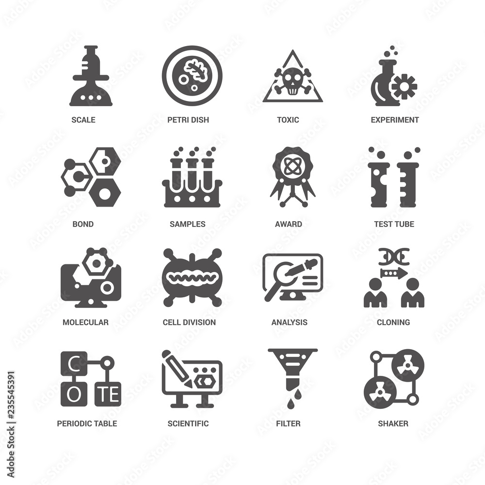 Fototapeta premium Shaker, Test tube, Award, Periodic table, Cloning, Scale, Bond,