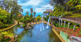 Beautiful panorama inside the tropical Garden of Madeira island in Portugal