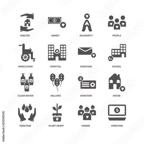 Donation, Hospital, Shelter, Money, House, Ballons, Human icon 1