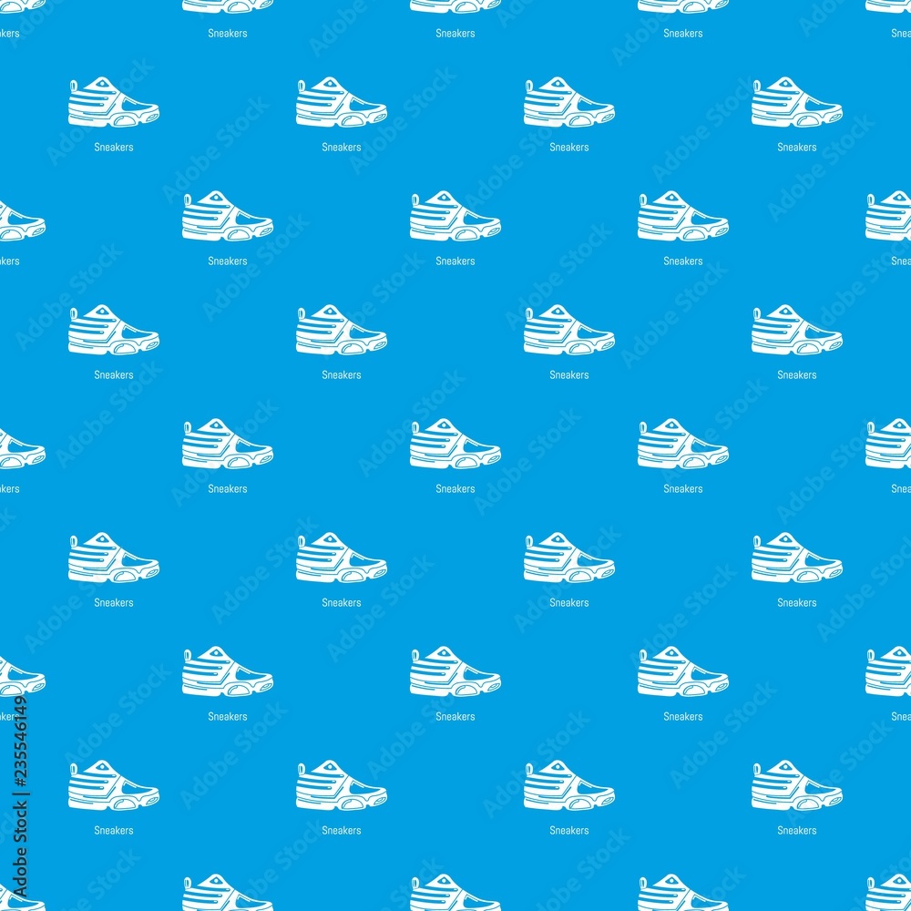 Sneakers pattern vector seamless blue repeat for any use