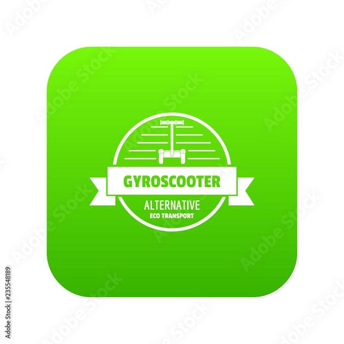 Gyro scooter icon green vector isolated on white background