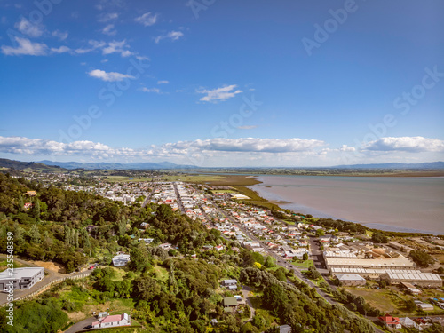 Drone view of Thames, Coromandel New Zealand