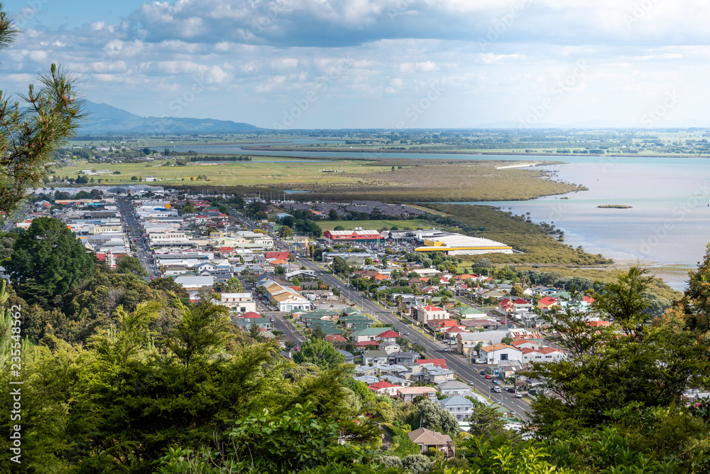 Drone view of Thames, Coromandel New Zealand