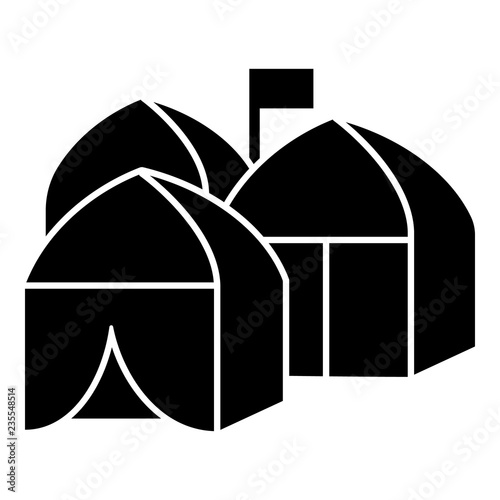 Refugee tent city icon. Simple illustration of refugee tent city vector icon for web design isolated on white background