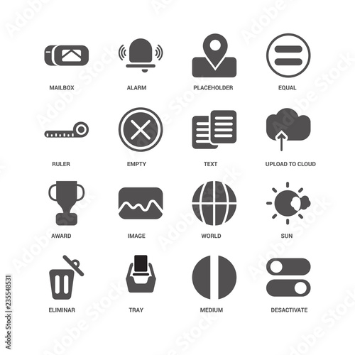 Desactivate, Upload to Cloud, Text, Eliminar, Sun, Mailbox, Rule