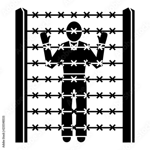 Migrant man at border icon. Simple illustration of migrant man at border vector icon for web design isolated on white background