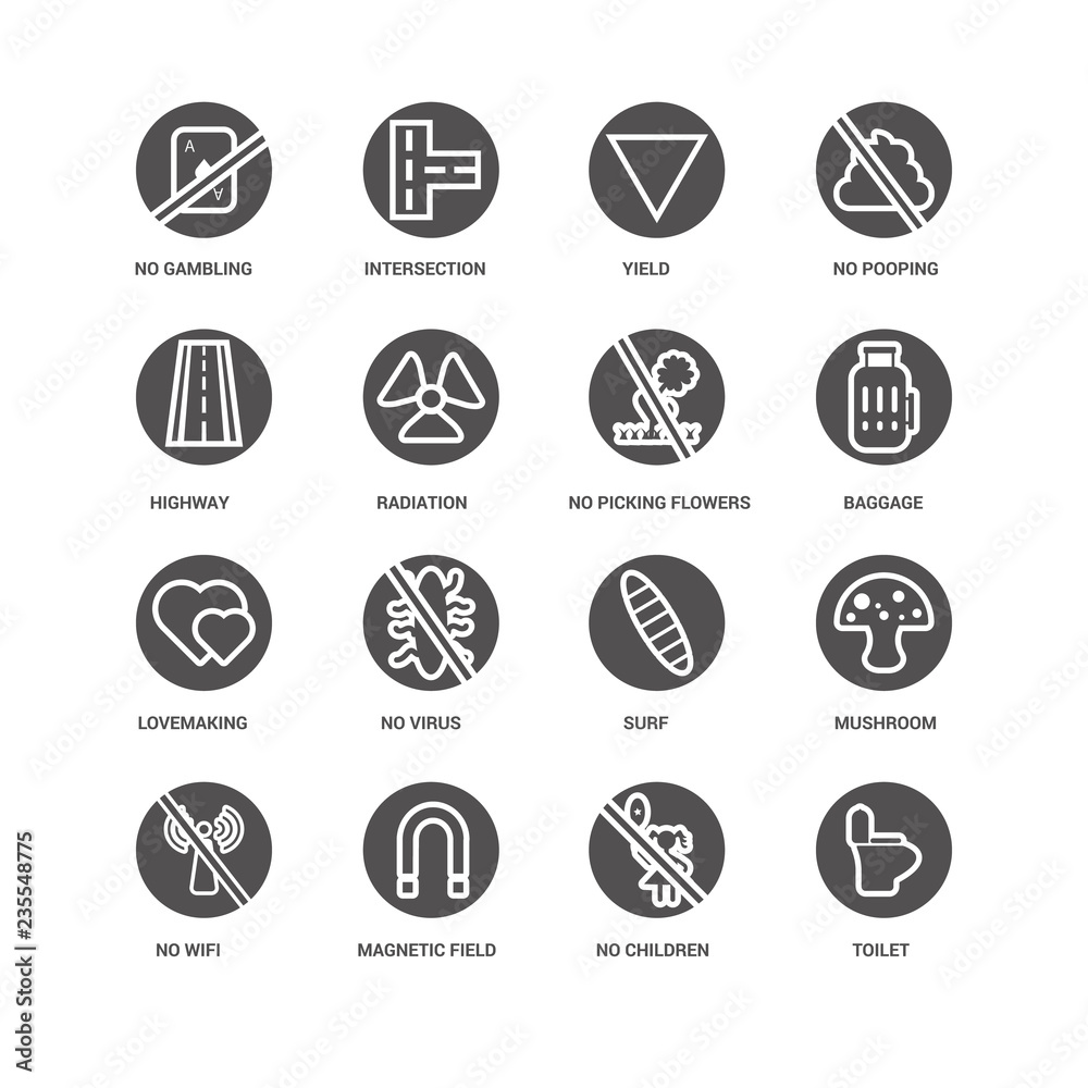 Toilet, Radiation, No gambling, Intersection, Mushroom, Surf, vi Toilet, Radiation, No gambling, Intersection, Mushroom, Surf, vi