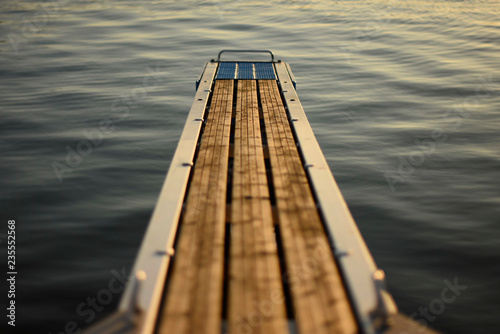 Floating pier on calm water